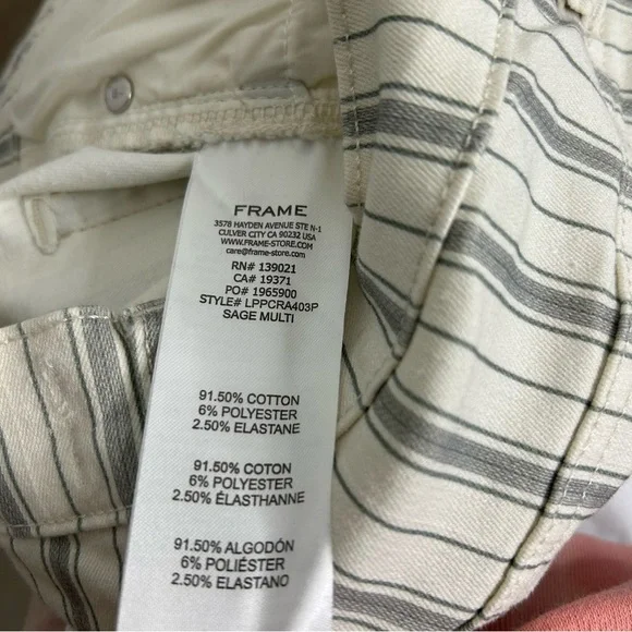 NWOT FRAME Le palazzo crop pant striped raw hem wide leg